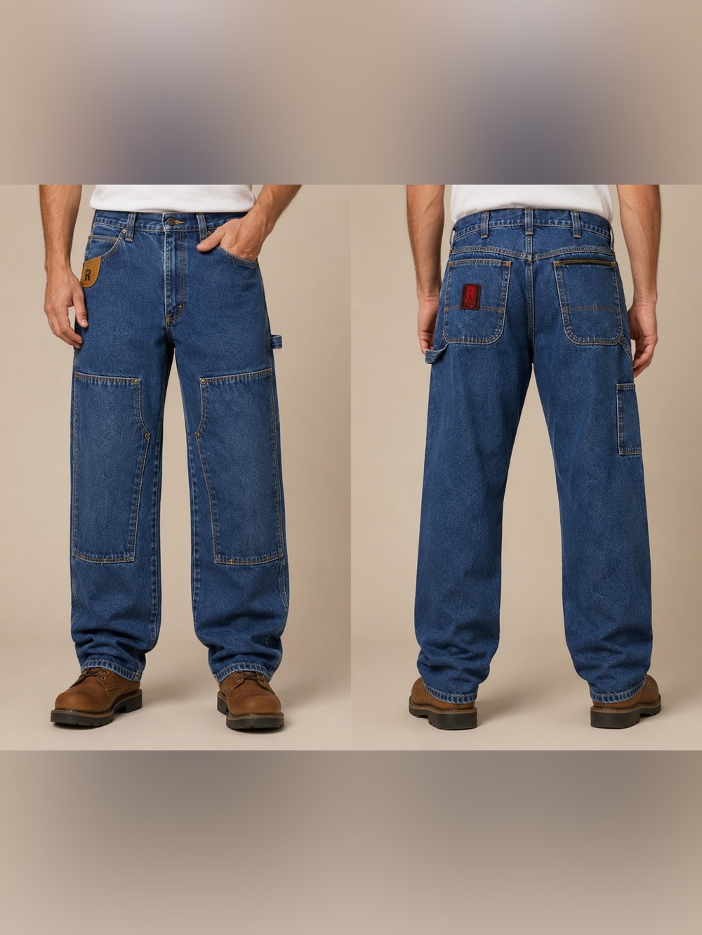 Vintage Riggs Workwear Wrangler Double Knee Carpenter Jeans 34x30 USA Denim